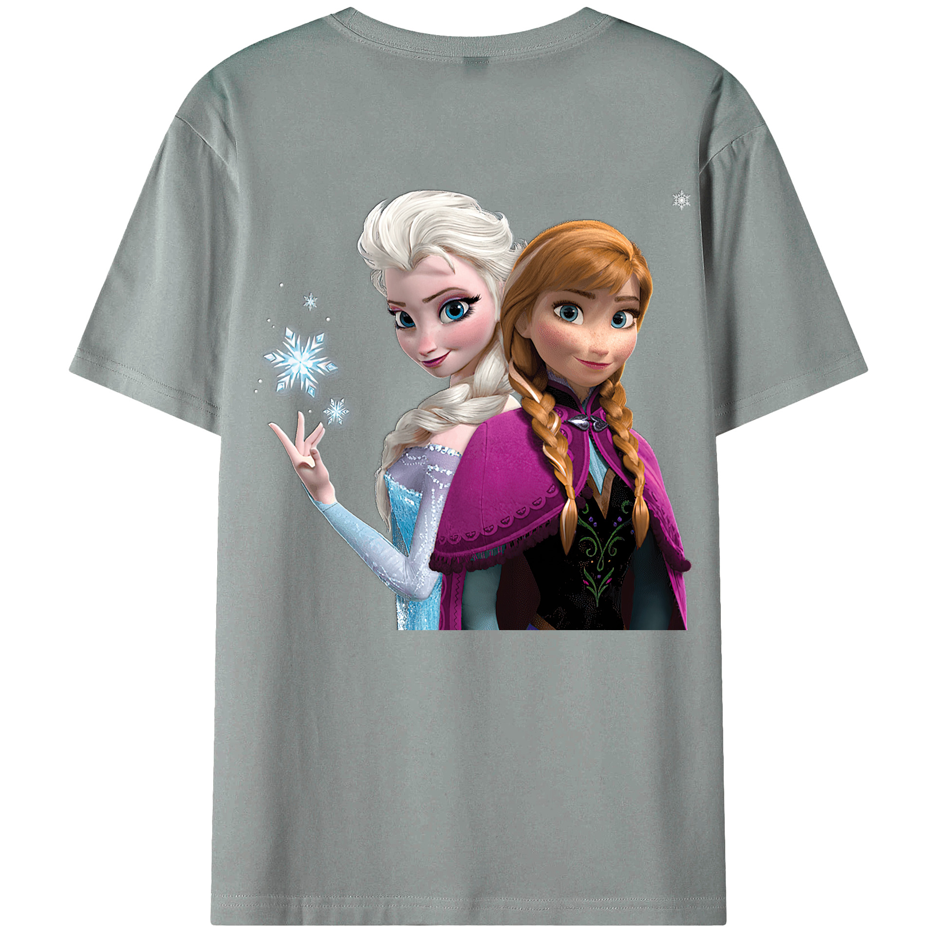 （画像用） アナと雪の女王 アンナ エルサ Frozen Anna Elsa 綿100％ メンズ半袖Tシャツ（バックプリント） 通気性